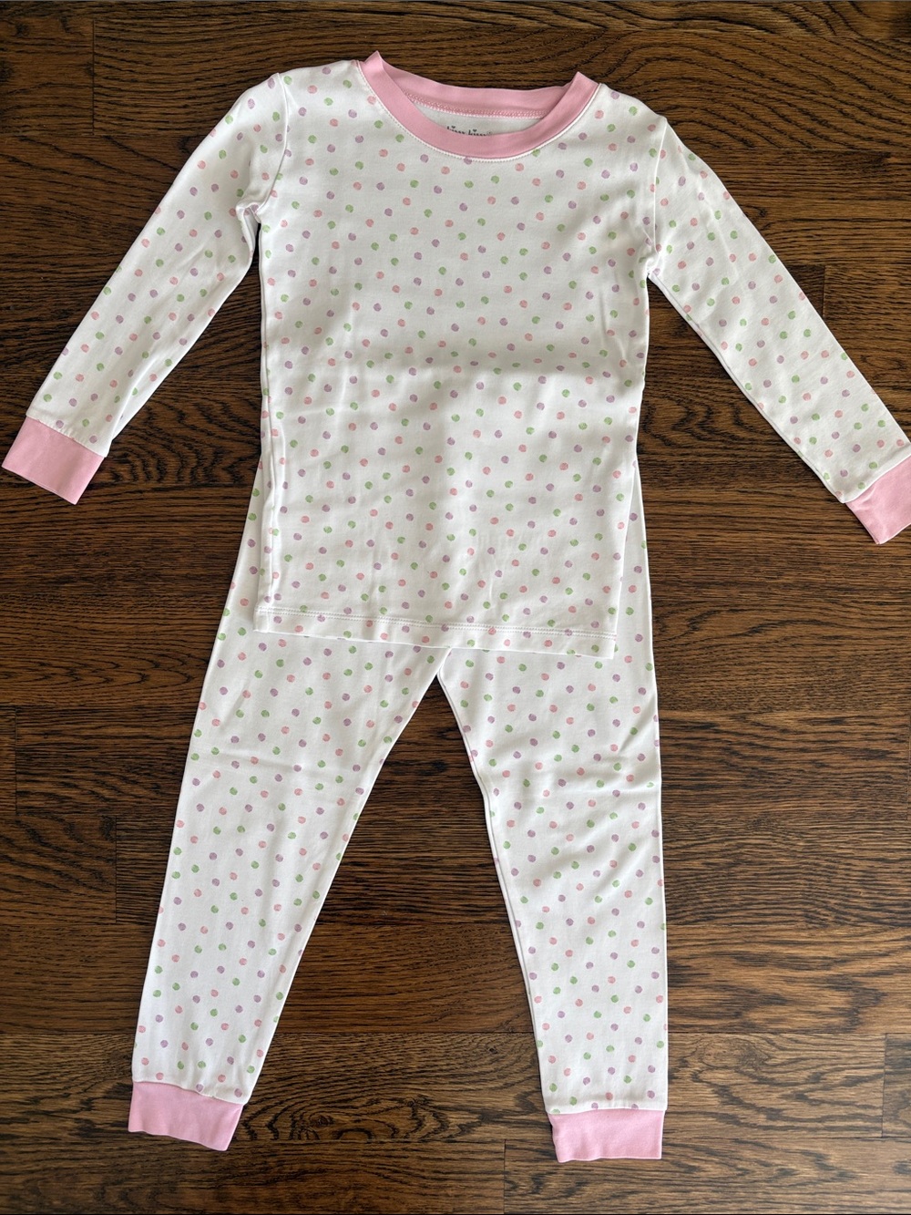 Kissy Kissy White Pajama Set with Pink and Green Dot Print